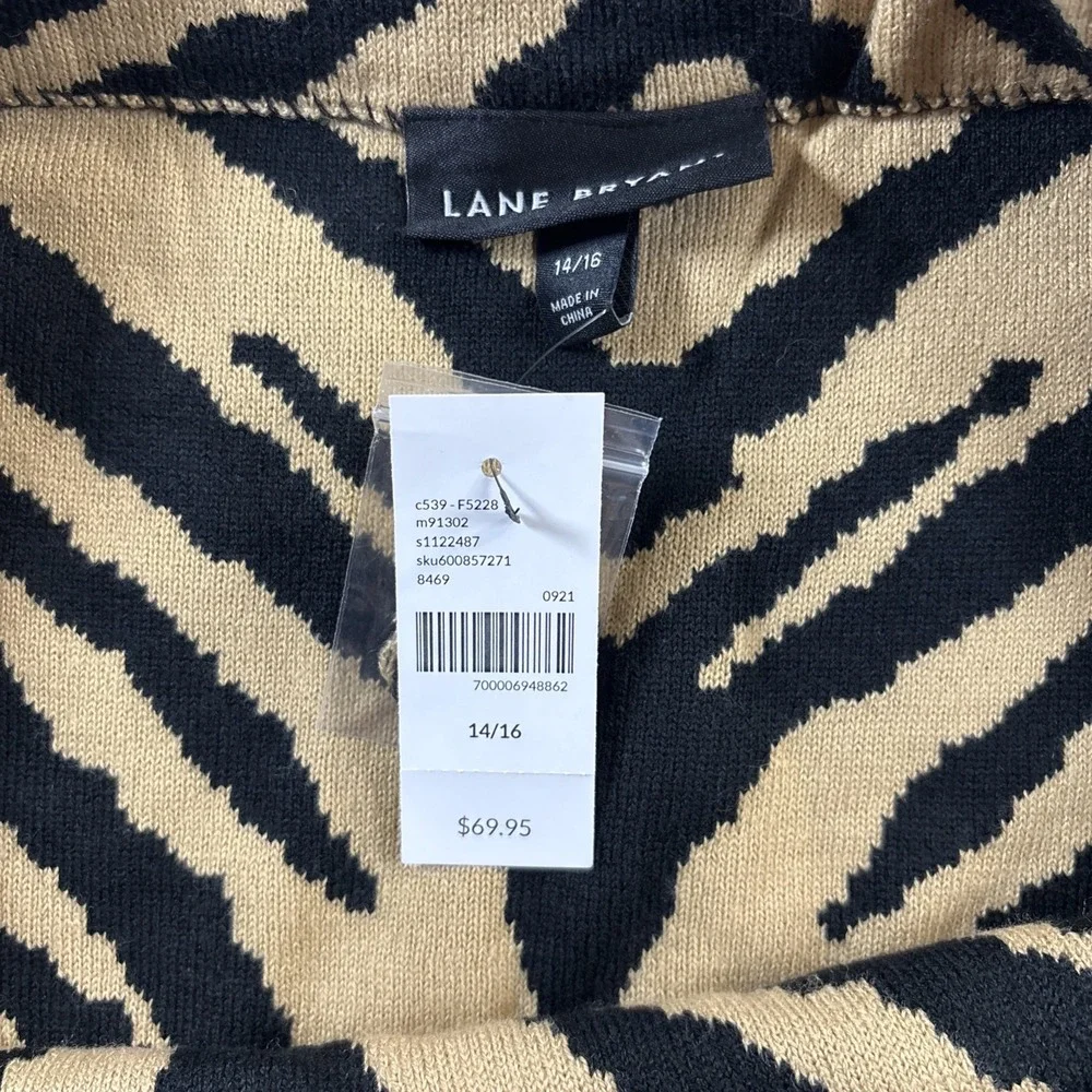 New Lane Bryant Animal Print Skirt Women's 14/16 Black Tan Pull On Classy Party